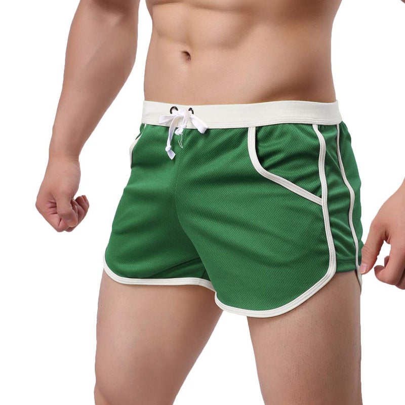 Rexcyril Men's Running Workout Bodybuilding Gym Shorts Athletic Sports Casual Short Pants Medium Green - Image 3